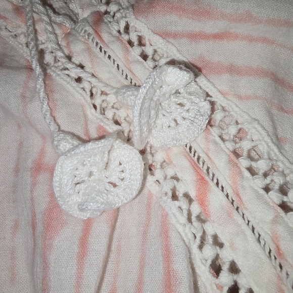 Good Hart Pink And White Striped Babydoll Top Boho With Crocheted Detail Size M - Picture 3 of 7